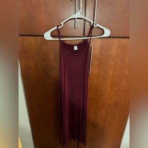 Maroon midi dress with spaghetti straps